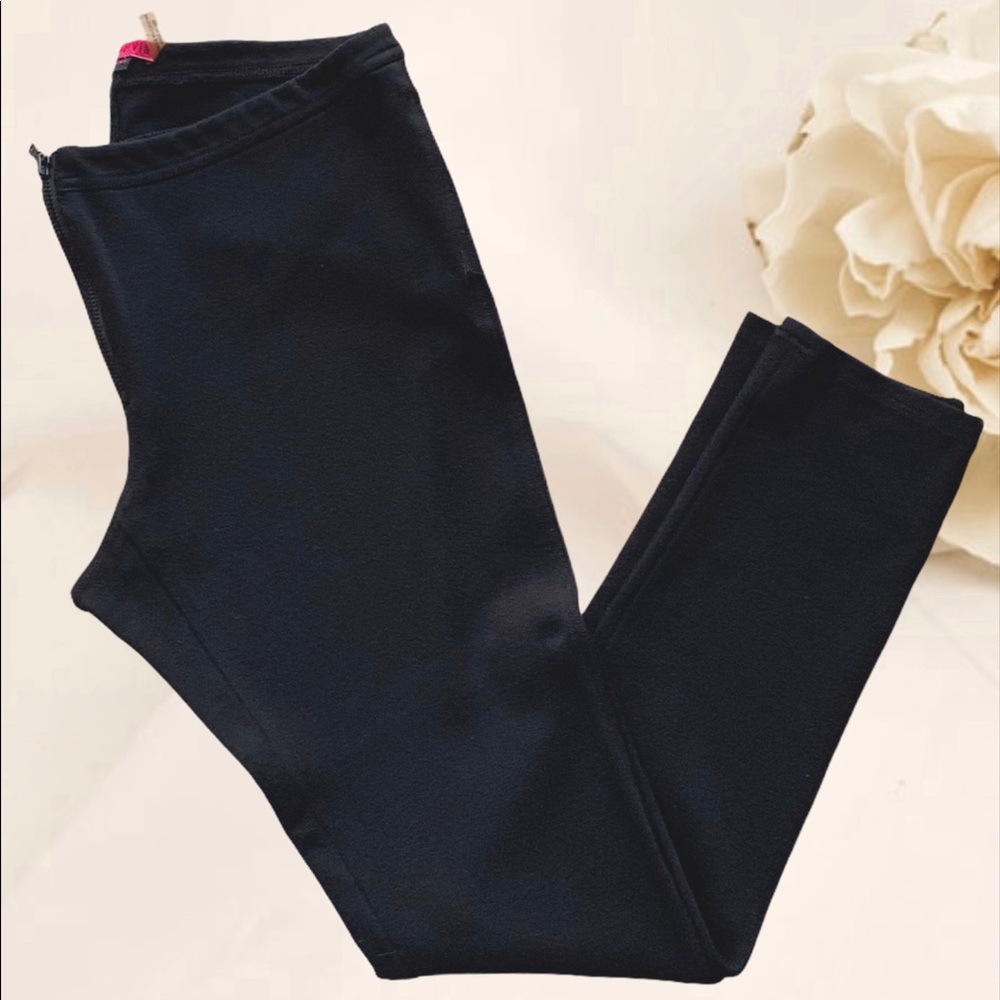 Alice + Olivia Black Viscose Front Zip Leggings